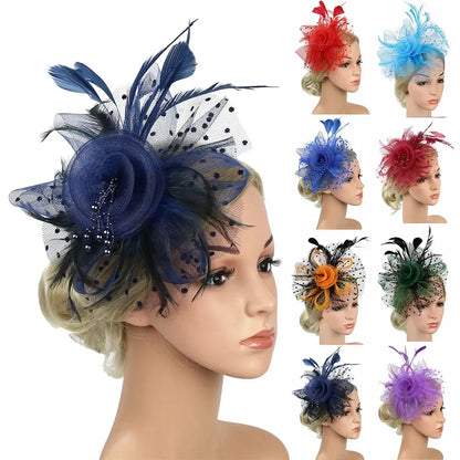 Flowers Feather Mesh Headwear Hat Party Accessory 1pc 27cm Multi Colour