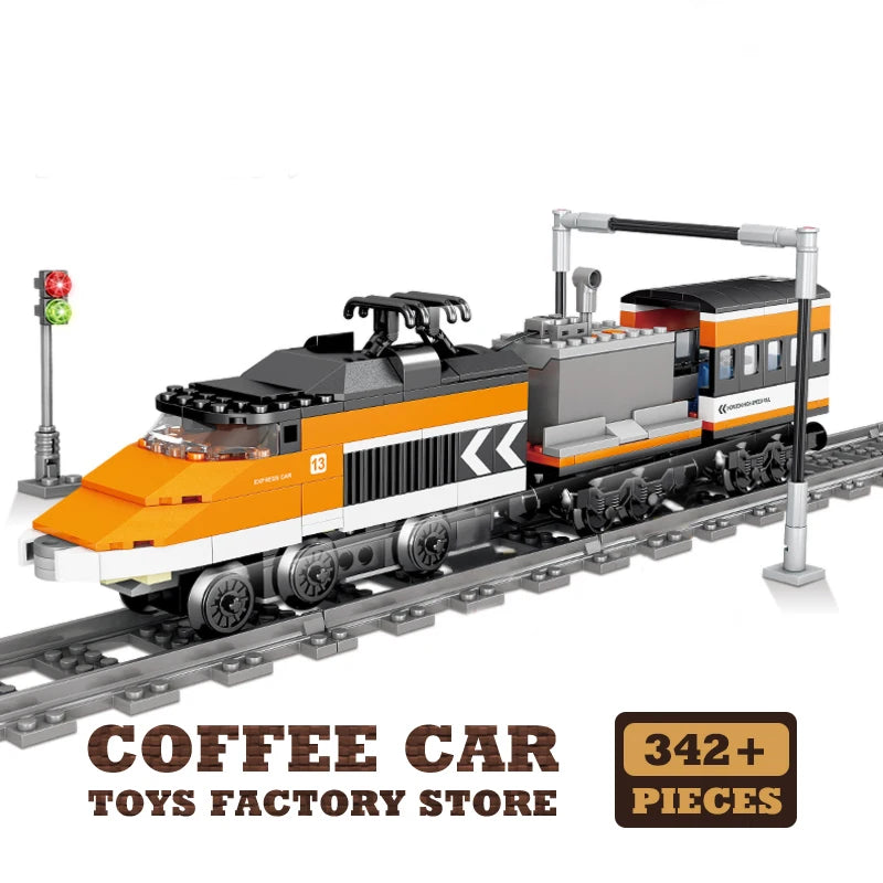 City Power MOC Train Building Blocks Railway Track Locomotive Model Kids Toys