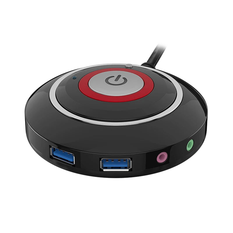 TEUCER Desktop PC Power Switch w/ Dual USB Audio External Start Button