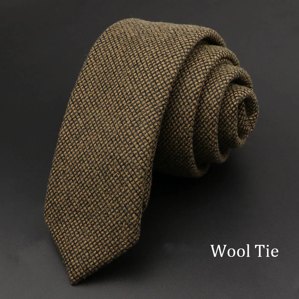 Men Necktie Wool Slim Brown Handmade Casual Ties Accessories