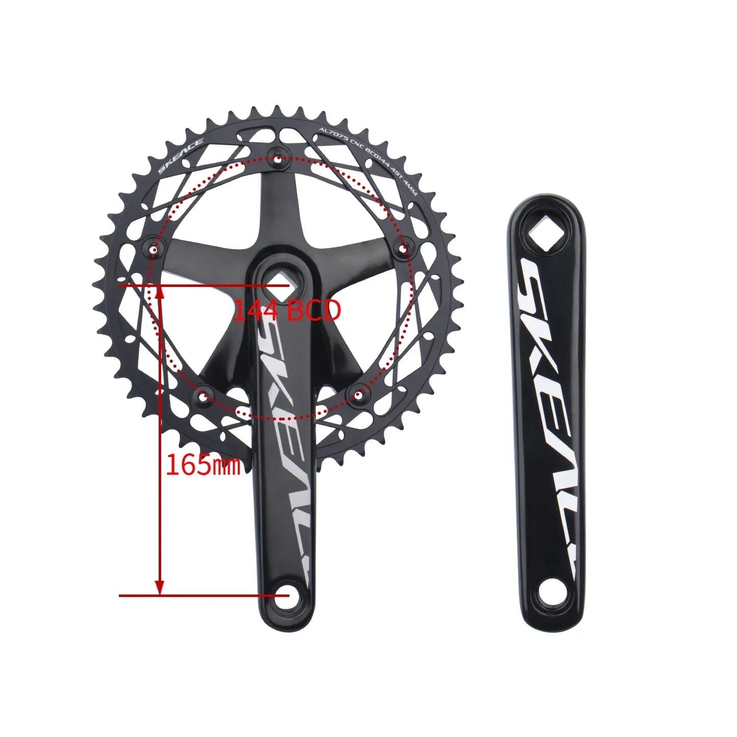 SKEACE 144BCD Track Crankset Square Taper 165mm Single Speed 49T Alloy