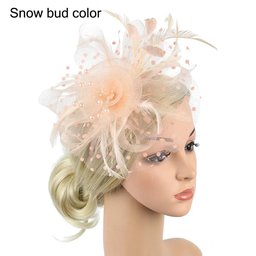Flowers Feather Mesh Headwear Hat Party Accessory 1pc 27cm Multi Colour