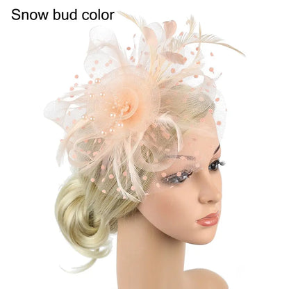 Flowers Feather Mesh Headwear Hat Party Accessory 1pc 27cm Multi Colour