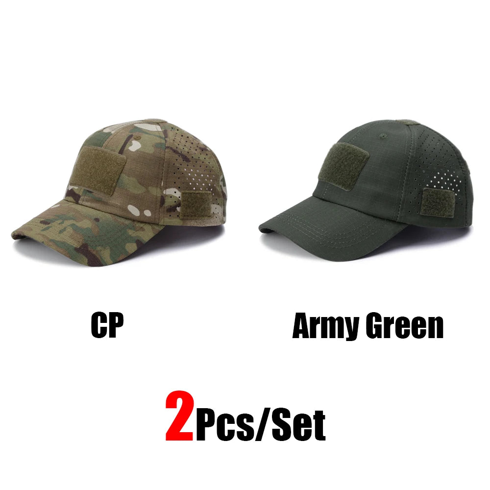 2Pcs Camouflage Baseball Cap Breathable Sun Hat Outdoor Hunting Fishing
