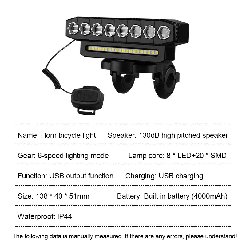USB Rechargeable Bike Light Front LED Headlight Torch Waterproof Bicycle Lamp