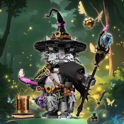 1400+pcs Wizard Cat Magic Animal Building Blocks MOC Creative DIY Model Toy Gift