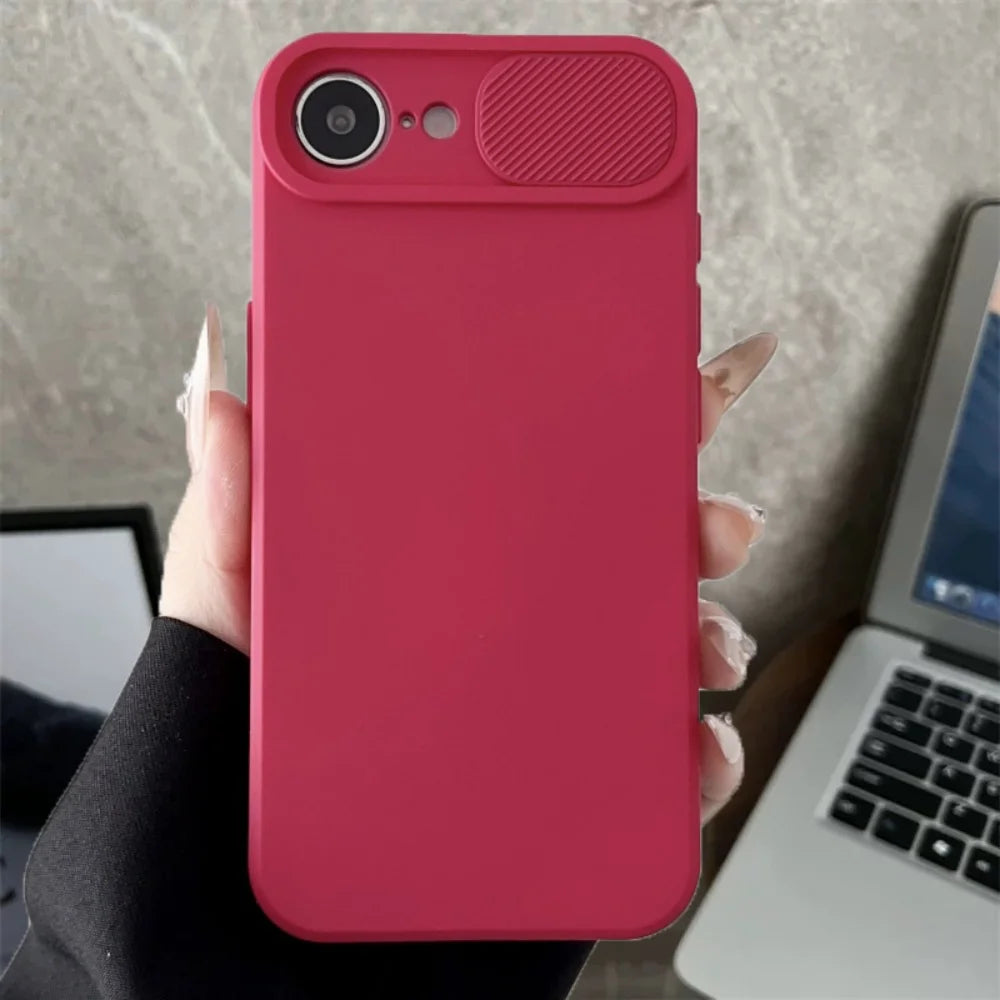 iPhone 11-16E Pro Max Plus Mini TPU Case Slide Camera Cover Shockproof Soft