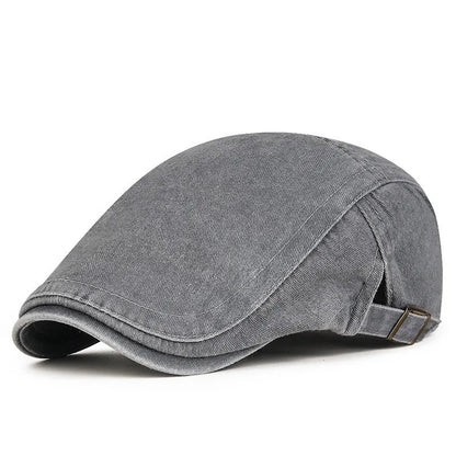 Men's Flat Cap Newsboy Gatsby Retro Driving Hat Washed Denim Outdoor