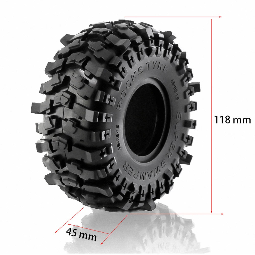 Milky White Soft Rubber 1.9 Wheel Tires 118*45MM for 1:10 RC Crawler Car Axial SCX10 90046 AXI03007 TRX4 RBX10M