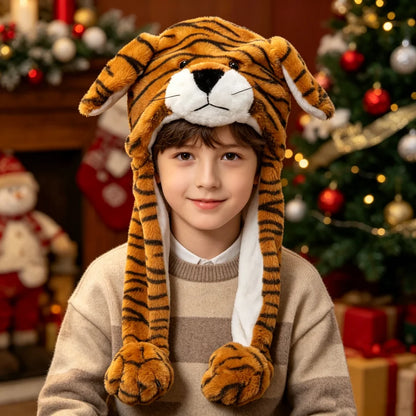 Tiger Ear Moving Hat Cartoon Long Ears Cold Weather Animal Earmuff
