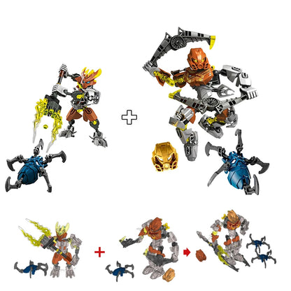 Superheroes Bionicle Golden Mask Robot Mecha Building Blocks Bricks Boys Toys