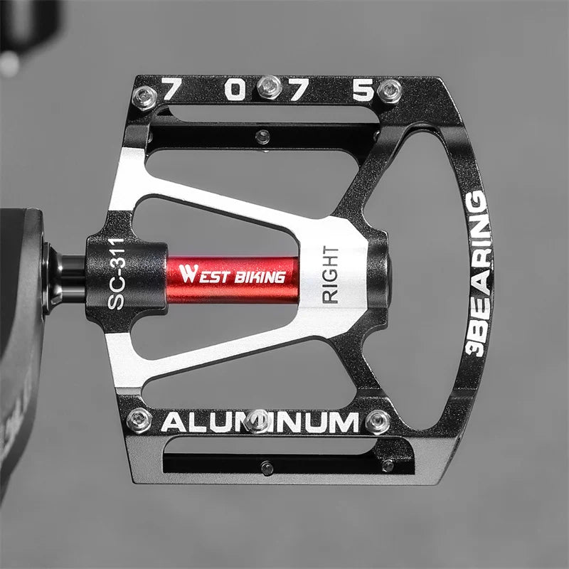 WEST BIKING MTB Road Bike Pedals CNC Aluminum Alloy 3 Bearing Anti-Slip Bicycle