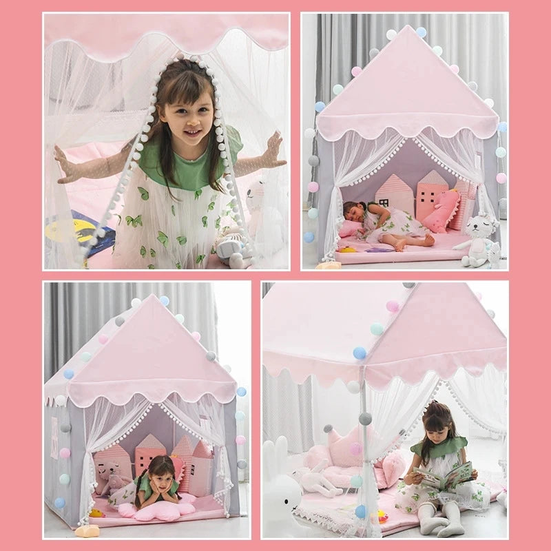 1.35M Large Children Toy Tent  Wigwam Folding Kids Tent Tipi Baby Play House Girls Pink Princess Castle Child Room Decor Gifts-EXPROTAS