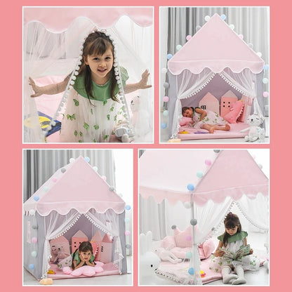 1.35M Large Children Toy Tent  Wigwam Folding Kids Tent Tipi Baby Play House Girls Pink Princess Castle Child Room Decor Gifts-EXPROTAS
