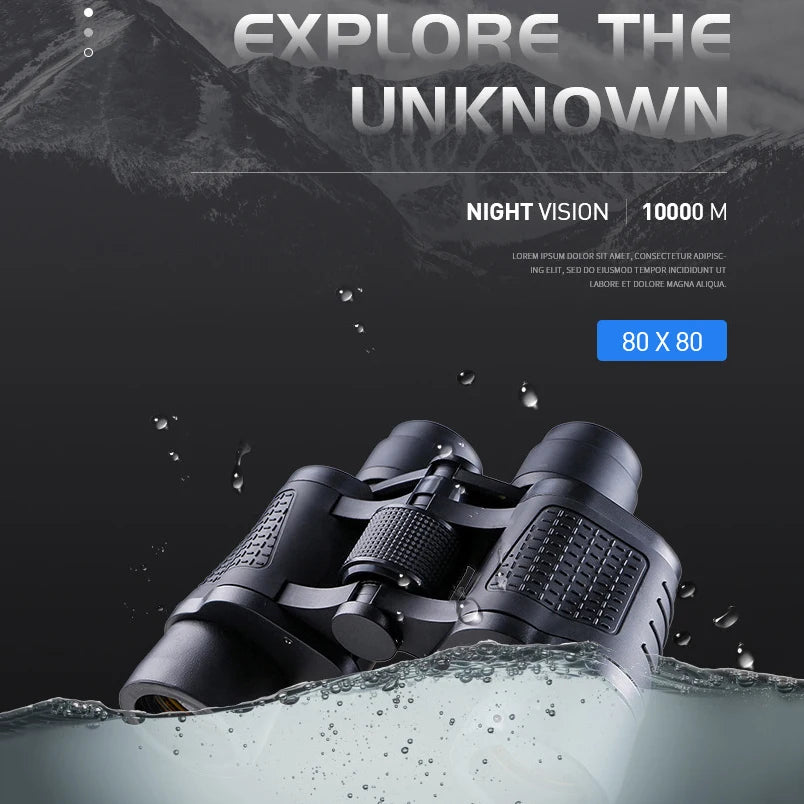 80x80 HD Binoculars IPX7 Waterproof Long Range Hunting Bird Watching Optics