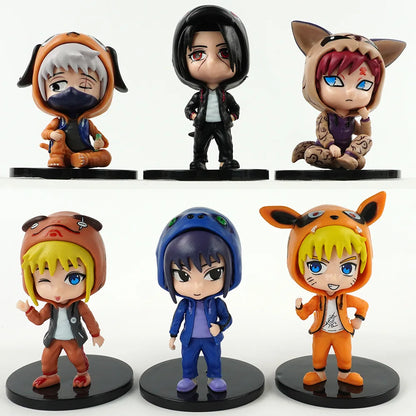 6pcs Naruto Figure Set Kakashi Gaara Itachi Anime Action Figures with Cloth