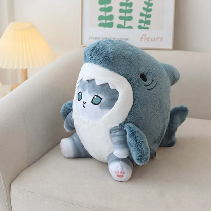 Kawaii Shark Cat Plush Soft Stuffed Doll Toy for Kids Birthday Gift