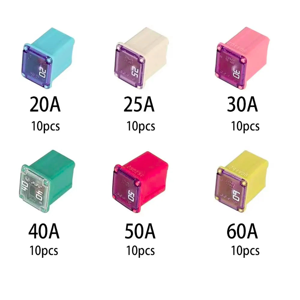 60Pcs Fuse Assortment Box Jcase Low Profile Automotive 20A 25A 30A 40A 50A 60A