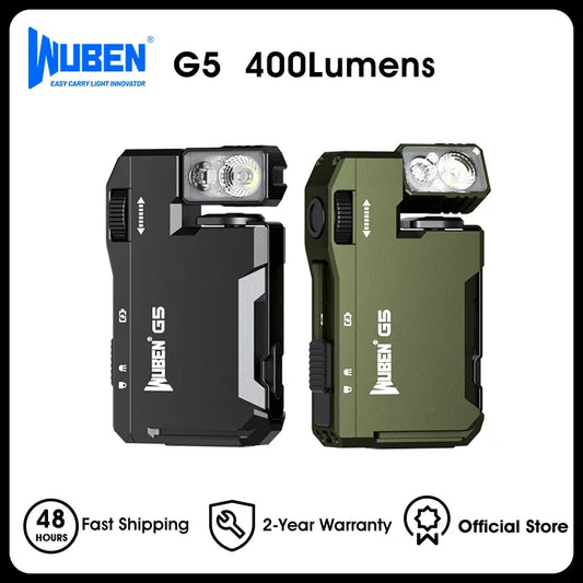 Wuben EDC Keychain Light 400 Lumens Rechargeable Mini Flashlight RGB Dual Source
