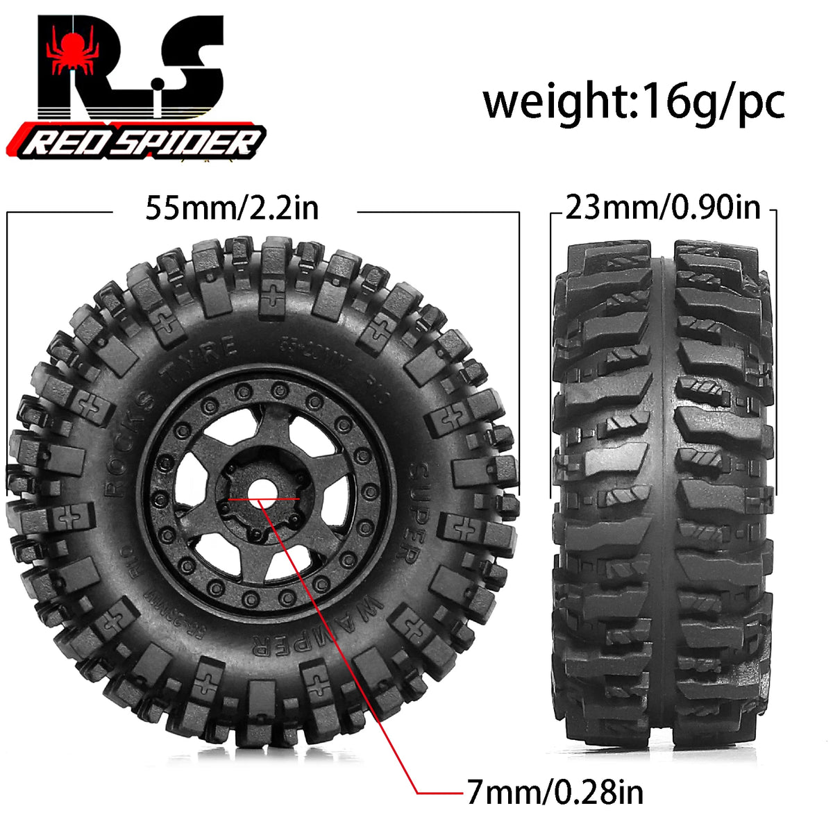 4Pcs Crawler Wheel Tires Beadlock for RC 1/18 TRX4M SCX24 FCX24 AX24