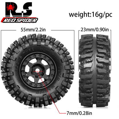 4Pcs Crawler Wheel Tires Beadlock for RC 1/18 TRX4M SCX24 FCX24 AX24