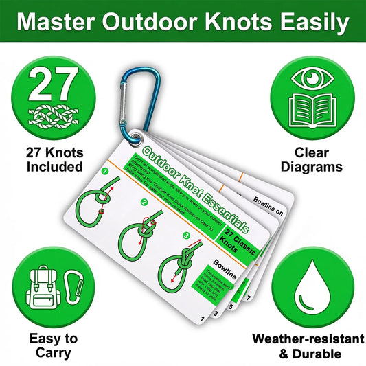 Includes 27 Rope Knot Cards Waterproof Tying Guide for Rock Climbing
