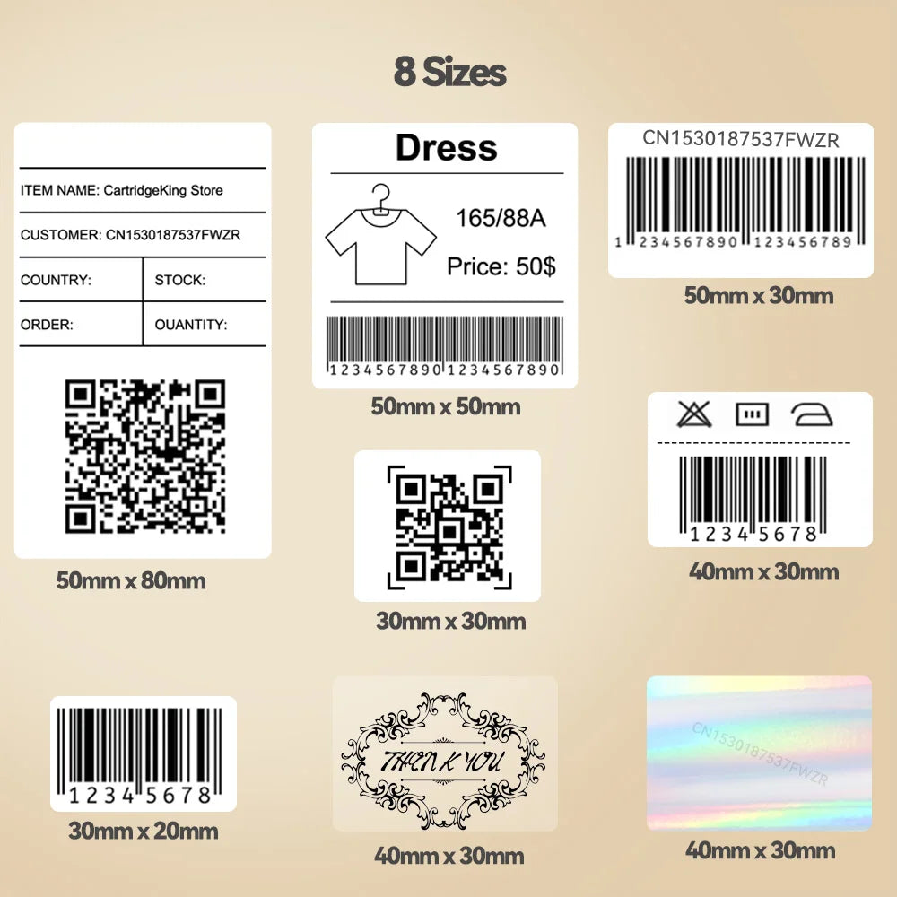 Thermal Paper Self-Adhesive Label Stickers 50mm x 80mm 150 Pcs