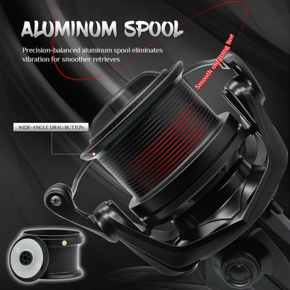 Spinning Wheel Fishing Reel 8000-14000 Series 17+1BB 4.8:1 Aluminum Alloy