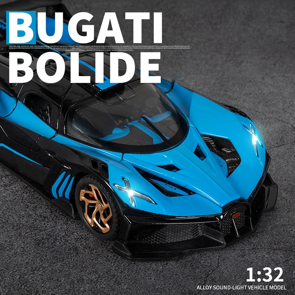 1:32 Bugatti Bolide Alloy Sport Car Model Diecasts & Toy Vehicle Metal Super Car Simulation Car Decoration Sound Light Boy Gift-EXPROTAS
