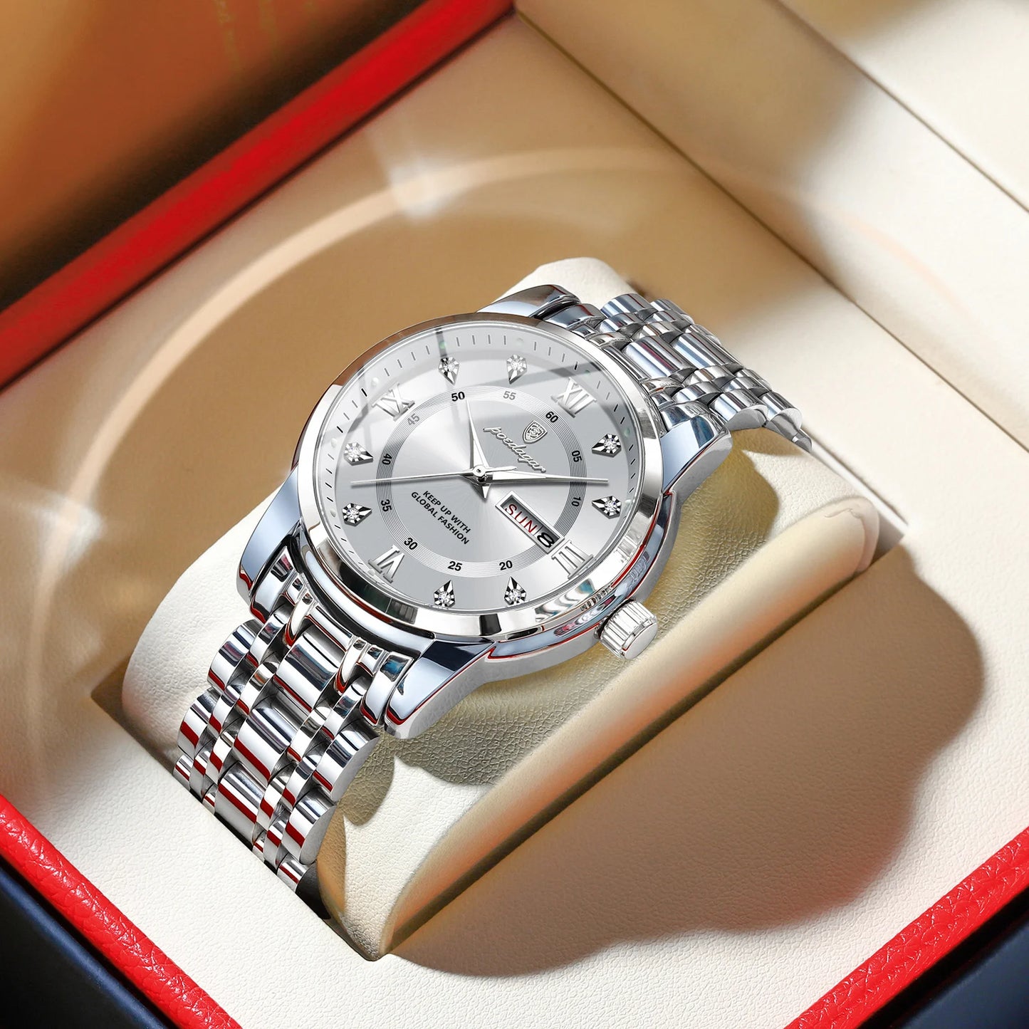 Poedagar Luxury Men's Watch Waterproof Quartz Luminous Date Stainless Steel