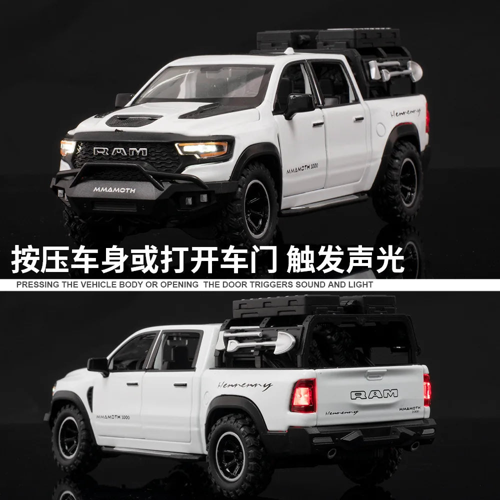 1:32 Dodge RAM 1000 TRX Mammoth Alloy Model Sound Light Toy Pickup