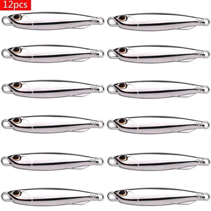 12Pcs Fishing Lure Metal Jigs Spoon Bait 40g 30g 20g 15g Mackerel Bass