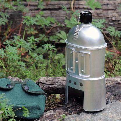 4pcs Military Canteen Cookware Set Aluminum Water Bottle Cup with Green Canvas