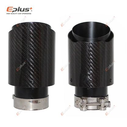 Carbon Muffler Tip | Glossy Black Exhaust Pipe Nozzle for Car Stainless Steel