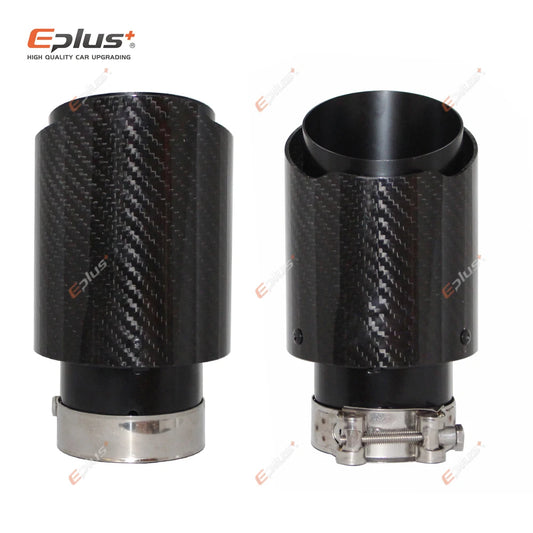 Carbon Muffler Tip | Glossy Black Exhaust Pipe Nozzle for Car Stainless Steel