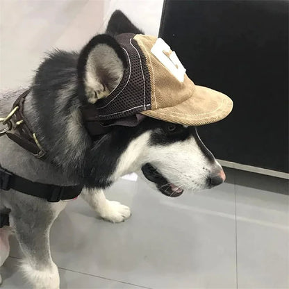 Dog Hat Sunscreen Pet Baseball Cap Outdoor Adjustable Hat with Ear Holes for Dogs