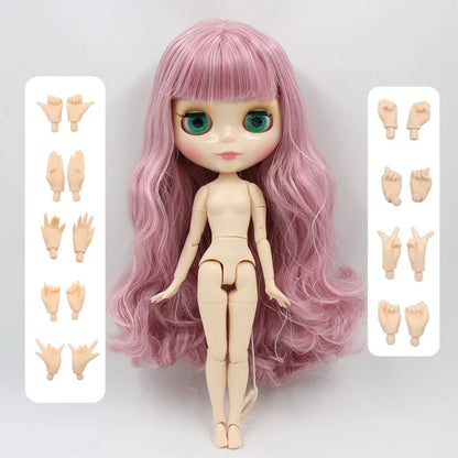 ICY DBS Blythe Doll 1/6 BJD Joint Body 30cm Pink Hair White Skin Nude Anime Toy