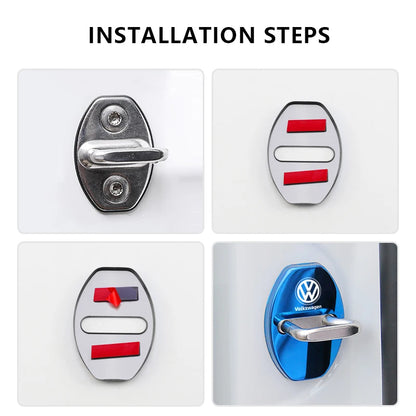 4Pcs Car Door Lock Cover Protective Buckle Sticker for VW Golf MK6
