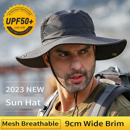 Sun Protection Fishing Bucket Hat Wide Brim Outdoor Summer Boonie Hat Men