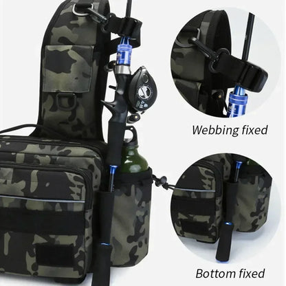 Fishing Rod Bag with Shoulder Strap Folding Tackle Storage Case Outdoor