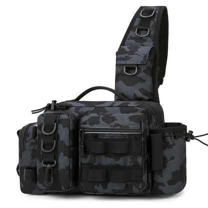 Fishing Tackle Backpack Lure Box Gear Storage Bag Fanny Pack for Men Fly Fishing Backpack with Rod Holder Sling Shoulder Bag-EXPROTAS