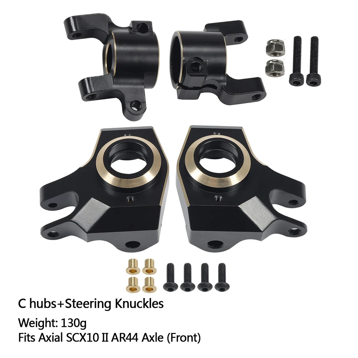 Axial SCX10 II AR44 Black Brass Weight Set Diff Cover Knuckles C-Hubs Link Mounts