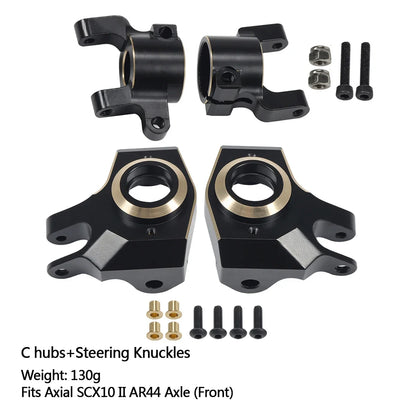 Axial SCX10 II AR44 Black Brass Weight Set Diff Cover Knuckles C-Hubs Link Mounts