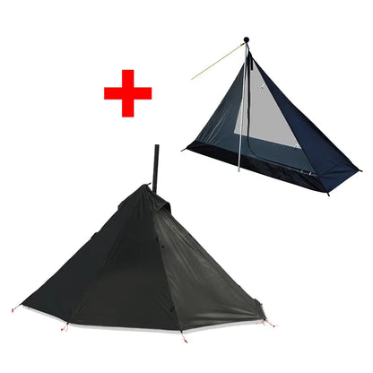 Camping Hot Tent with Chimney Window Outdoor Ultralight Tipi Teepee Tent Pyramid Double Layer Bushcraft 1 Person Tents Hot Tent-EXPROTAS