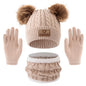 3PC Boys Hat Gloves Winter Set for Kids Warm Knitted Beanie Scarf