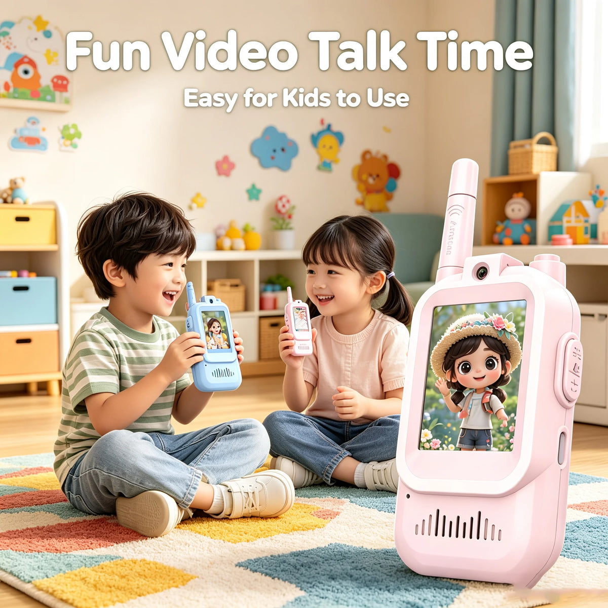 2PCS Kids Video Walkie Talkies USB Intercom Toys Ages 3-12 Outdoor Fun