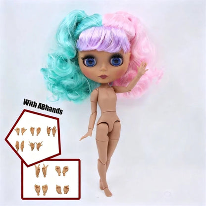 ICY DBS Blythe Doll Black Skin Joint Body Colourful Hair 1/6 BJD Dress Up