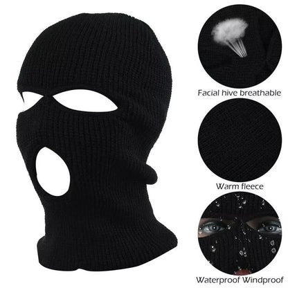 Motorcycle Windproof Full Face Knit Hats Custom SkiMask Men Warm Wool Balaclava embroidery Winter hats Knitted 3 Holes Ski Mask-EXPROTAS