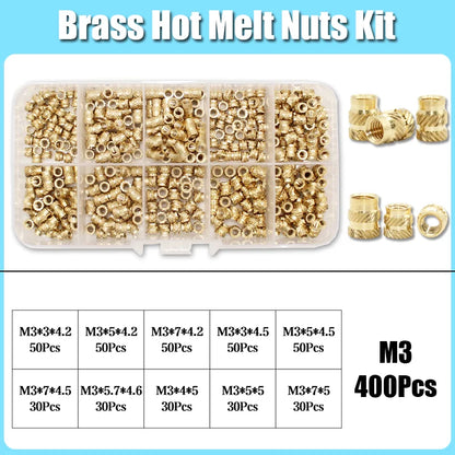 M2–M8 Brass Heat Insert Nut Set for 3D Print Hot Melt Threaded Embed