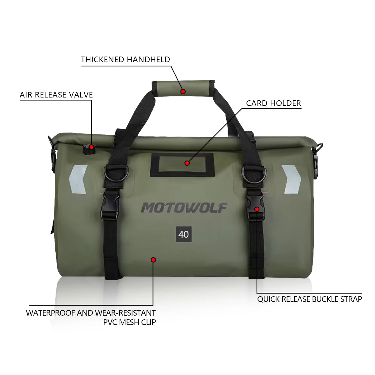 Waterproof Motorcycle Roll-Top Dry Tail Bag Backpack 20-66L